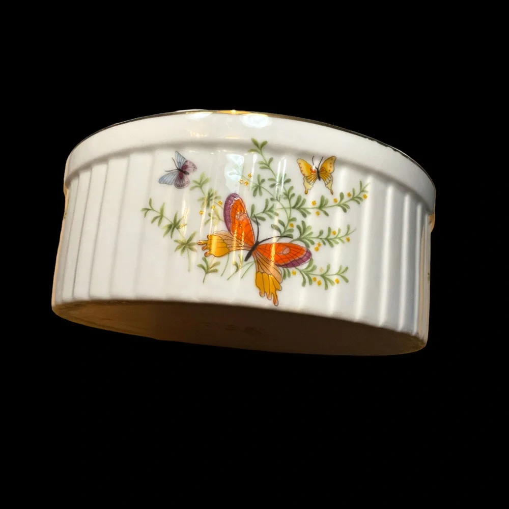 Four Orange Butterfly Ramekins and Serving Bowl by Ecstasy